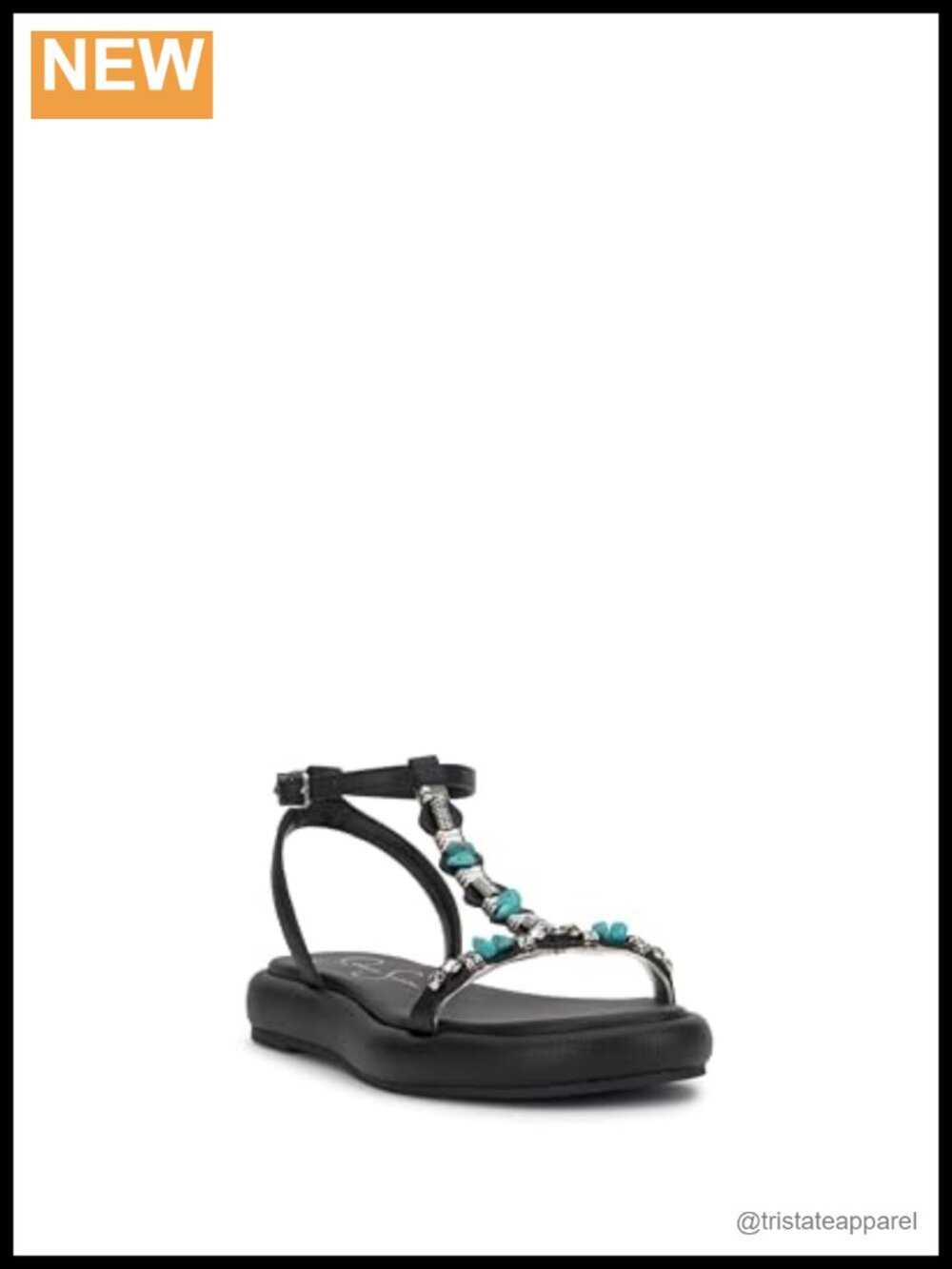 Jessica Simpson Women's Eshily Platform Sandal T-Strap Buckle Faux Leather